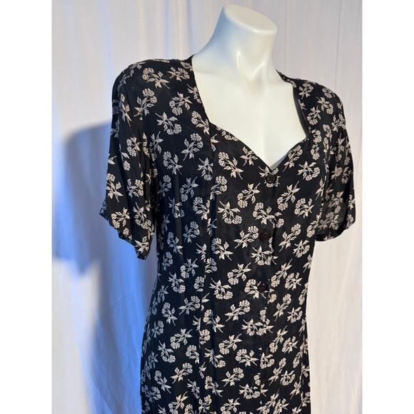 Vintage 80s SABRILA New York Floral Button Front Maxi Dress Large - Elaine Style - Picture 3 of 11